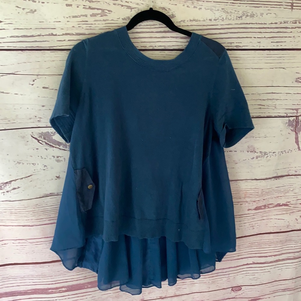 Anthropologie Moth high low pocketed boho blouse
